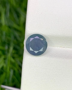 Natural Rare Blue Kornerupine 1.57 Carat 7x7 MM Round Shape Faceted Gem - Picture 1 of 9