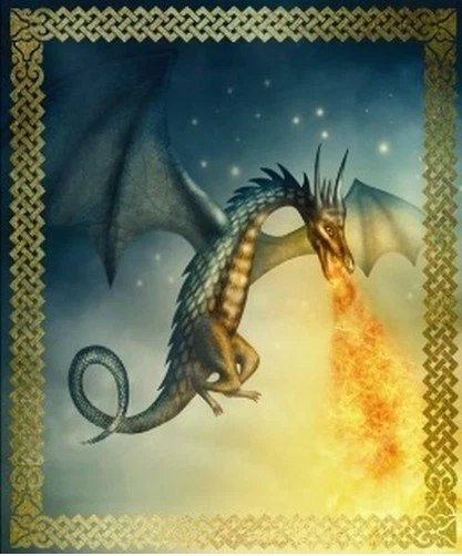 Manta polar de lujo con bandera estilo antiguo fantasía dragón respirador de fuego 50"X60" Foto 1 de 2