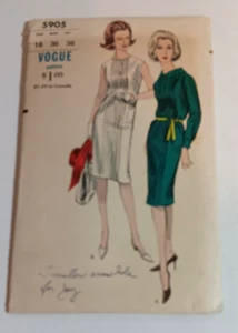 Vintage Way Old, VOGUE Schnittmuster #5905, Etuikleid, Größe 16, Schnittmuster/gebraucht - Bild 1 von 3