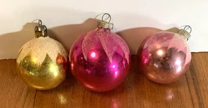 3 adornos navideños brillantes vintage de vidrio de mercurio para nieve brillantes Brite - Imagen 1 de 2