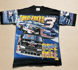Vintage Nascar All Over Print Dale Earnhardt Two Faces Of 3 Rare Black (L)Men’s - Picture 1 of 15