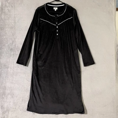 Vestido de noche de terciopelo negro para mujer Aria M manga larga polar ropa para dormir Foto 1 de 4