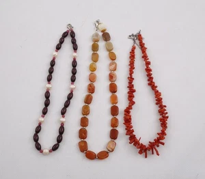 Piedra natural, cadenas de coral. Lote 3 uds - Imagen 1 de 6