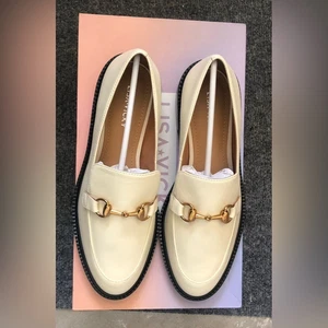 Mocassini Lisa Vicky Zany scarpe in pelle crema naturale taglia 8 NUOVI - Foto 1 di 7