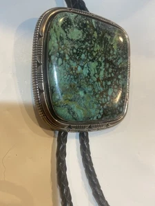Navajo WJ Johnson Sterling Silber Türkis Meisterwerk Bolokrawatte - Bild 1 von 13