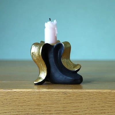 Resin Gold & Black Banana Candle Holder Dinner Candle Holder Table Top Ornament - Image 1 of 4