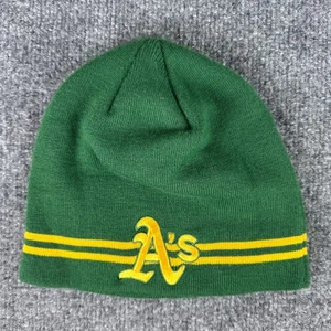 Oakland A's  Beanie Hat Green Yellow Stripe Nike Team Baseball Winter Hat Vegas - Picture 1 of 5