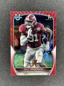 2022 Bowman Chrome University Will Anderson 1st Chrome Red Shimmer Refractor /10 - Picture 1 of 2