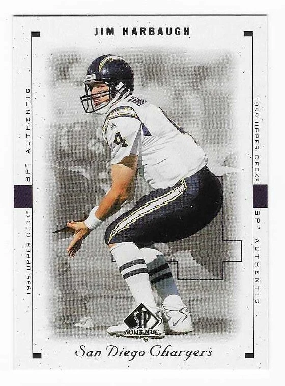 1999 Upper Deck SP Authentic Jim Harbaugh San Diego Chargers Football Card #72 - Image 1 of 2
