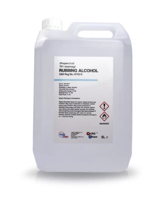 Rubbing Alcohol IPA (Isopropanol) 5L 70% Lab Grade Pharma Quality Pure Chem