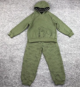 Free Planet Boys Sweatsuit Size 7 Hooded Sweatshirt & Pants Dinosaur Print Green - Picture 1 of 22