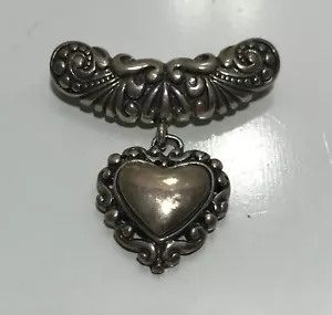 Vintage Mexican JRI Sterling Silver 925 Ornate Heart Slide Pendant - Picture 1 of 11
