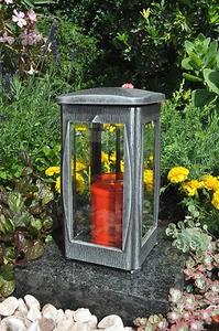 Grabschmuck/Grablampe/Grablaterne/Grabmal/Aluminium/Tod/Sterbe/Grabstein/ - Bild 1 von 2