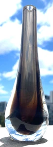 Vintage Tea Drop Submerged Brown Glass Bud Posy Vase - Bild 1 von 4