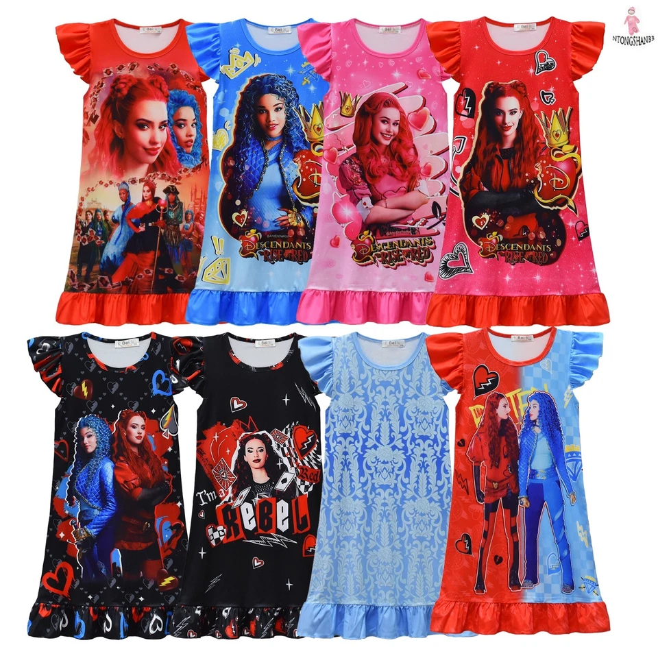 Descendants 4 NightGown Girls Pajamas The Rise of Red Queen of Hearts Sleepwear - Image 1 of 2