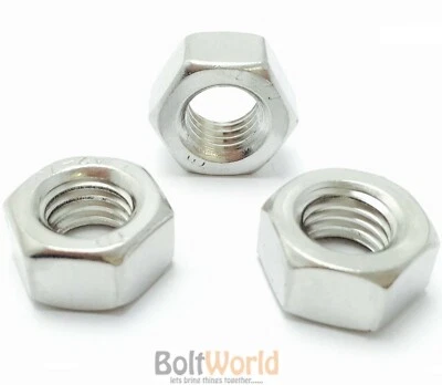 BOLT WORLD M1.6 M2 M2.5 M3 M3.5 M4 M5 M6 M8 STAINLESS STEEL A2 HEXAGON FULL NUTS HEX NUT