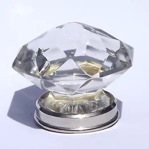 drawer cupboard door pulls handles Large Pointy Chrome Cut Glass FREE UK P&P - Picture 1 of 4