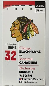 Chicago Blackhawks NHL Hockey Game Ticket Stub March 1 2000 United Center - Bild 1 von 2