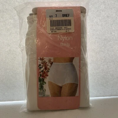 Sears Muy Impresionante Panty Nylon 3 Pares Calzoncillos VIP Abuela Bragas Blanco Talla 7 Foto 1 de 4
