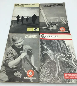 Vintage Boy Scouts Of America Merit Badge Books Canoeing Small Boat Sailing - Picture 1 of 2