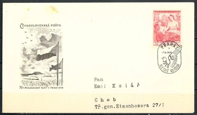 CAPA DA TCHECOSLOVÁQUIA 1948 O 11º Congresso Sokol - Cancelamento comemorativo - Imagem 1 de 2