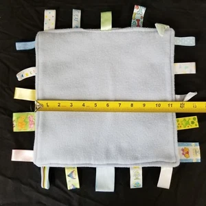 Handmade Boys Blue Fleece Sensory Ribbon Tag Lovey Security Blanket Nunu  - Picture 1 of 6