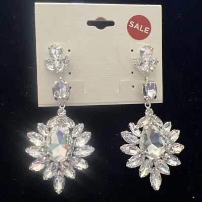 Fashion Women Crystal Jewelry Earrings 3D BIG STUNNING Retro Bling Tassel - Image 1 of 4