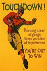 Football Touchdown You Are Out to Win Sport Player Vintage Poster Repro FREE S/H