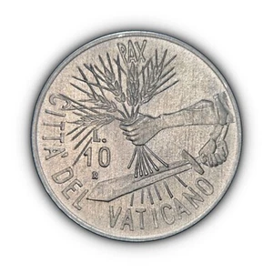 VATICAN CITY. 1984, 10 Lire - Pope JP2, Year of Peace, Harvest, Wheat Sword 1 - Picture 1 of 3