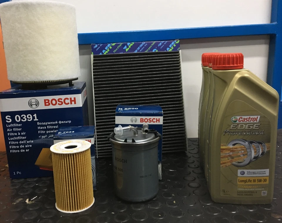 KIT TAGLIANDO 4 FILTRI E 5 LT LITRI CASTROL 5W30 PER AUDI A1 1.6 TDI 90CV 105CV
