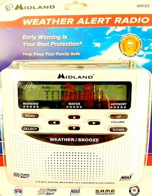 Midland WR120 NOAA Emergency Weather Alert Radio with Alarm Clock White NEW - Image 1 of 4
