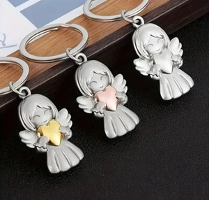 Schutzengel Schlüsselanhänger mit Herz – Glücksbringer Geschenk im Samtbeutel 💖 - Bild 1 von 6