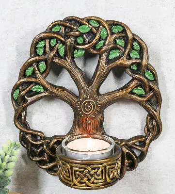 Wiccan Celtic Knotwork Tree Of Life Votive 蜡烛台壁灯牌装饰 — 第 1/4 张图片