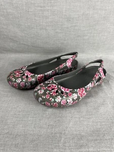 Crocs Floral Kadee Graphic Slingback Flats Pink Grey Women's Size 9 - Picture 1 of 5