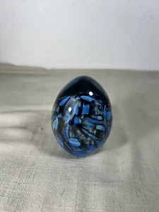 1986 Robert Eickholt mundgeblasenes Kunstglas Ozean Meer dichroitischer Briefbeschwerer signiert 2,75 Zoll - Bild 1 von 4