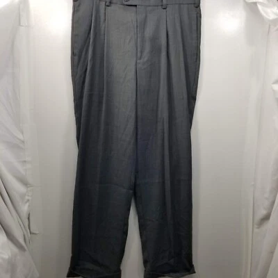 Pantalones de vestir informales John Henry para hombre de pierna recta gris plisados delanteros con puños 36/32 Foto 1 de 4