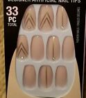L.A. Colors Nail Frill Glue On Fake Nails 30 Medium Coffin Tip -Rose Gold NEW