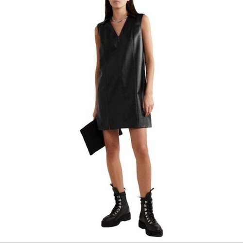 Alexander Wang.T Mini Abito Elasticizzato con Collo Spalmato Nero Taglia S