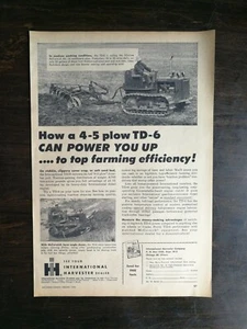 Tractor agrícola International Harvester 1958 TD-6 arado anuncio original - Imagen 1 de 1