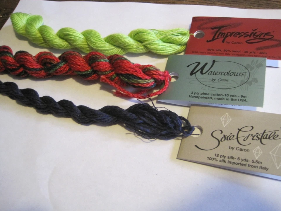 Caron WATERCOLORS/IMPRESSIONS/HOLIDAY LOT OF 3 Needlepoint/Embroidery Silk/Wool - Image 1 of 1