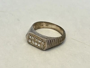 men's ring 925 Sterling silver features elegant white CZ Stones size 12 8.9g E2 - Picture 1 of 10
