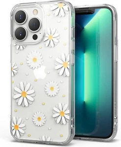 Apple iPhone 13 Pro Bumper Case Ringke Shockproof Hard TPU Clear With Daisies - Photo 1 sur 4