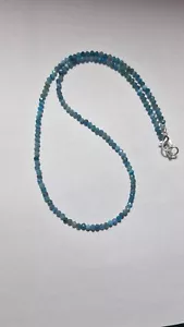 Blue Apatite Gemstone 925 Sterling Silver 21" String Jewelry Mala Necklaces - Picture 1 of 8