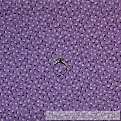 BonEful FABRIC FQ Cotton Quilt Purple White Tiny Small Little Calico Flower Girl - Image 1 of 4