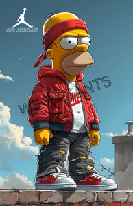 Homer Simpson Air Jordan Nike Trendy Wall Art 11X17 or 18x24 Homer - Picture 1 of 2