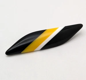 Vintage 1960s - 1970s Space Age  Plastic Brooch black yellow white geometric - Picture 1 of 4