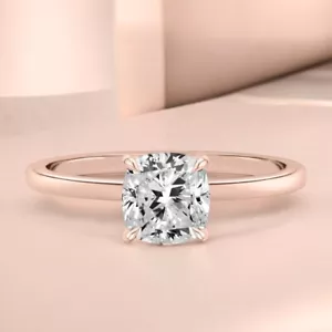 1.40 Ct Cushion Cut IGI Lab Grown Diamond Wedding Ring 18k Rose Gold - Picture 1 of 11