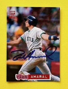 Tarjeta autógrafa firmada del Stadium Club de Rich Amaral 1994 AUTO SEATTLE MARINERS - Imagen 1 de 2