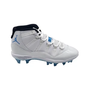 Nike Jordan 11 XI Retro Football Cleats White Light Blue Mens US 8.5 HM7324 104 - Picture 1 of 9