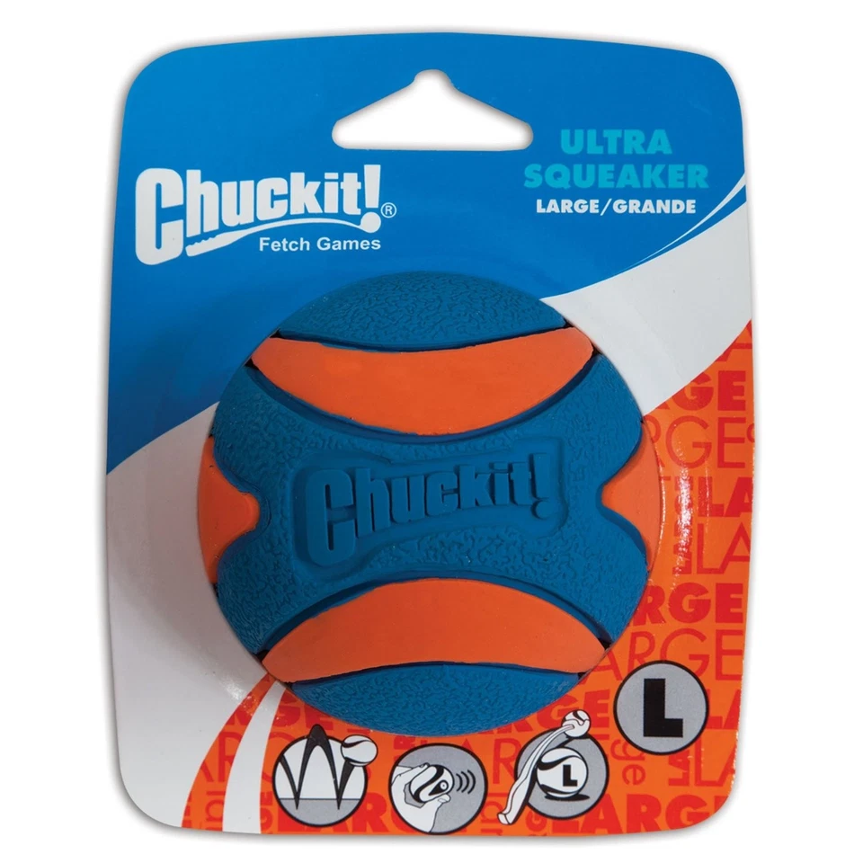 Chuckit Ultra Squeaker Ball Natural Rubber Dog Toy 2pack Medium